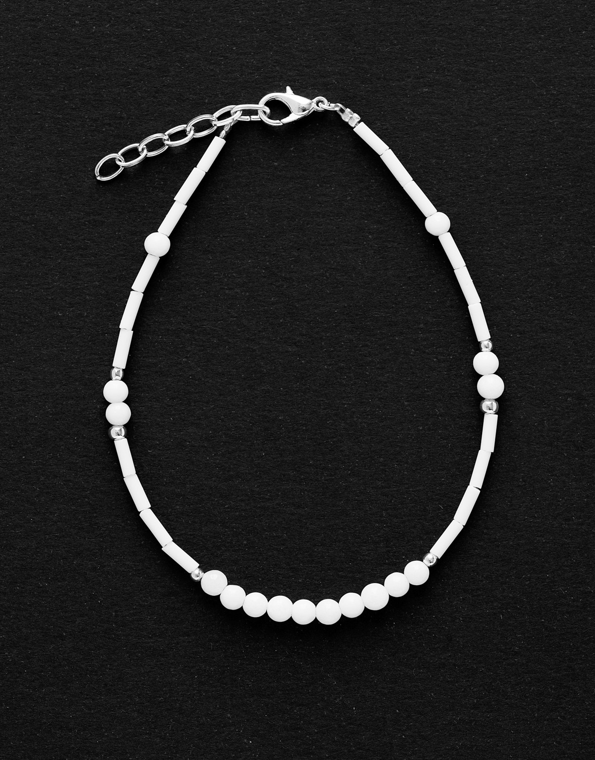 Bracelet de cheville Calliope Thalia Onyx blanc