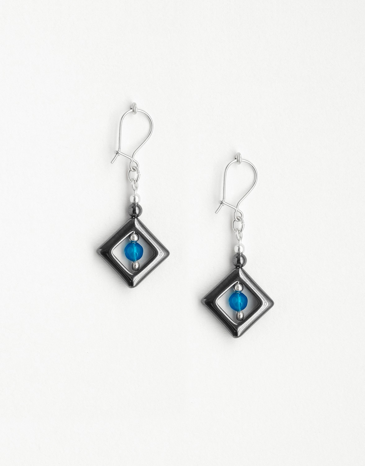 Boucles d'oreilles Euterpe Agate bleue