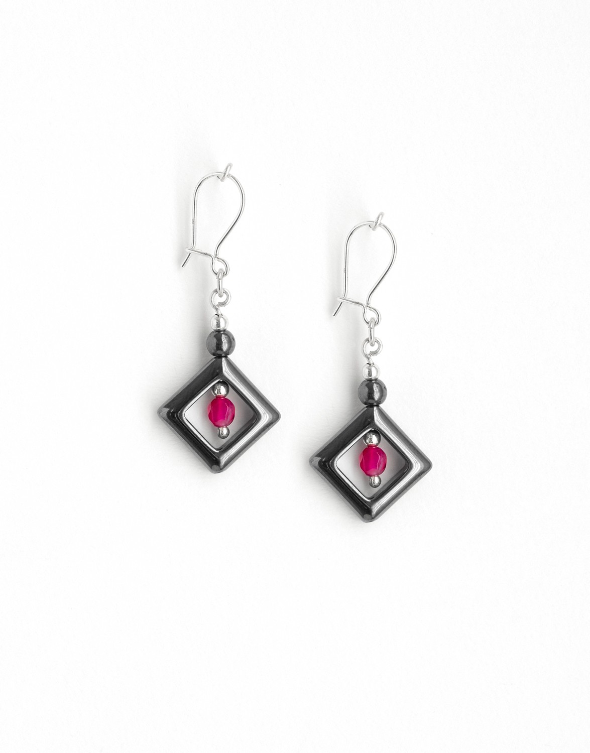 Boucles d'oreilles Euterpe Agate fuchsia