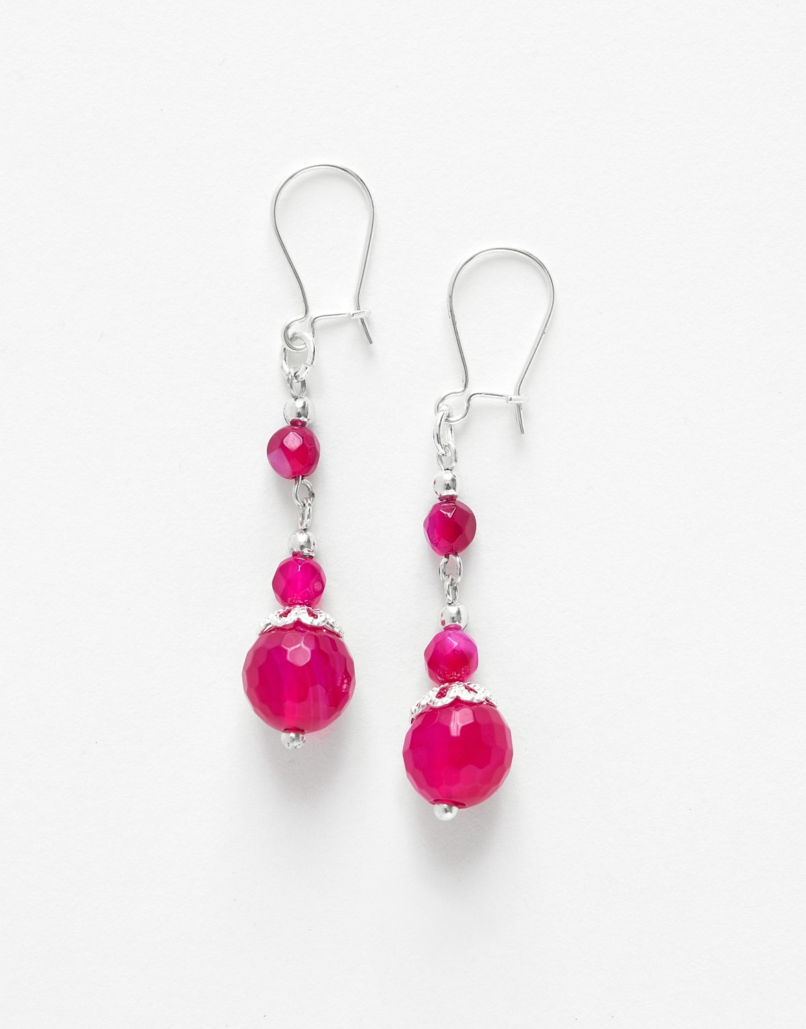 Boucles d oreilles Thalia Agate fuchsia