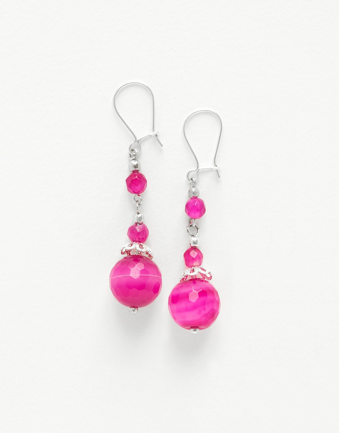 Boucles d oreilles Thalia Agate fuchsia