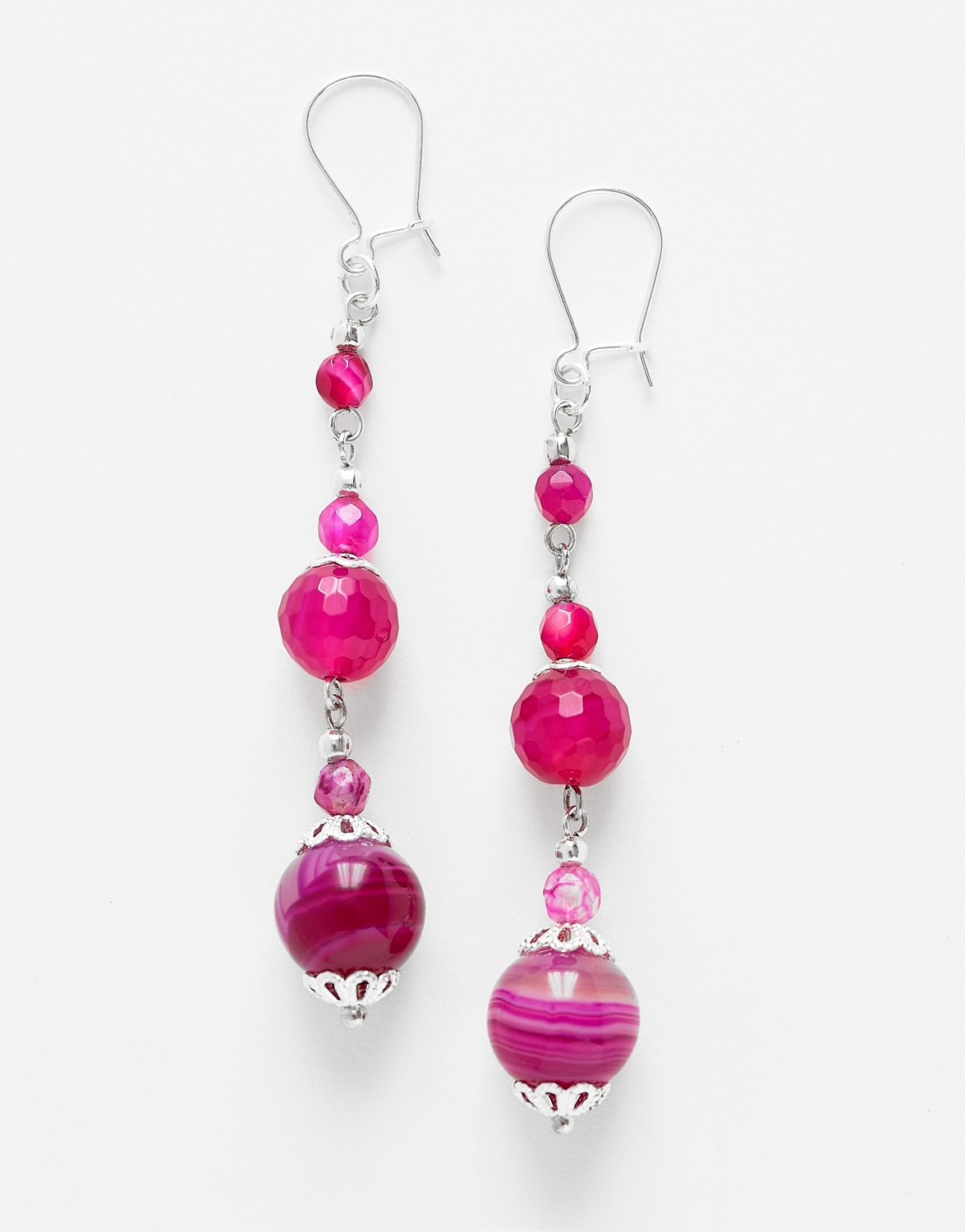 Boucles d oreilles Thalia Agate fuchsia