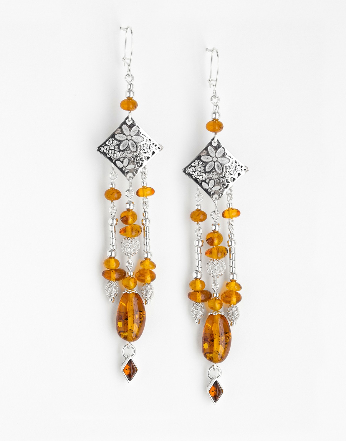 Boucles d'oreilles Polymnie Ambre