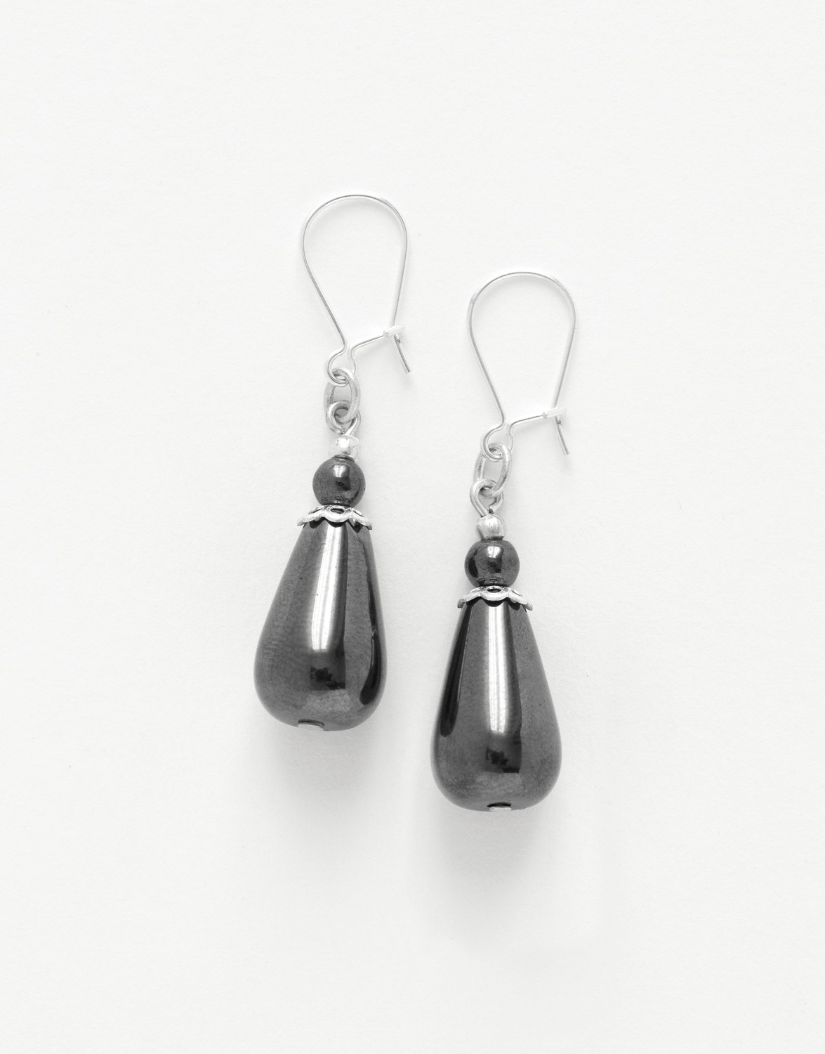 Boucles d oreilles  Euterpe Hématite goutte