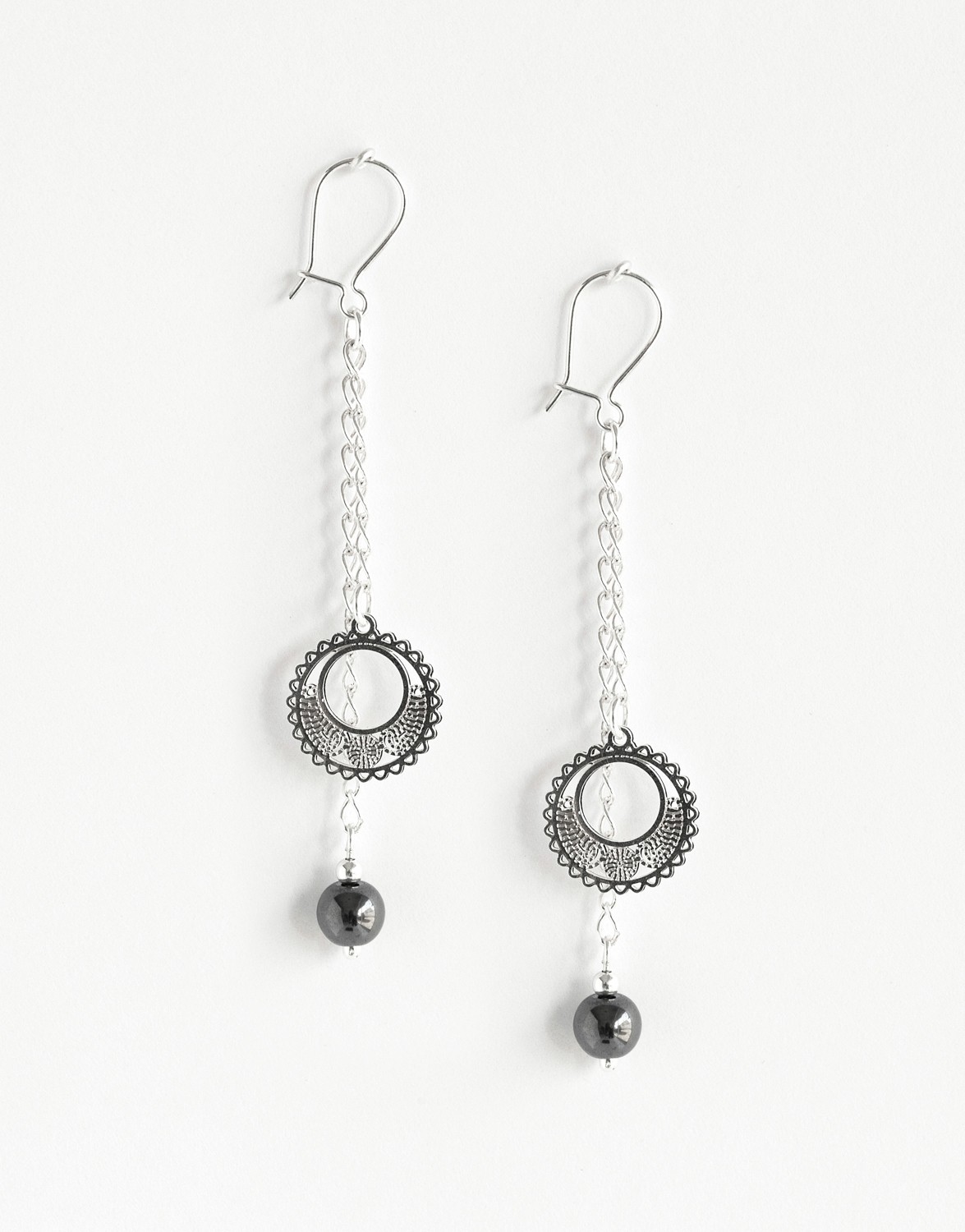 Boucles d'oreilles Euterpe Hématite