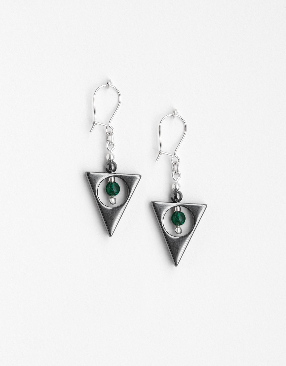 Boucles d'oreilles Euterpe Malachite