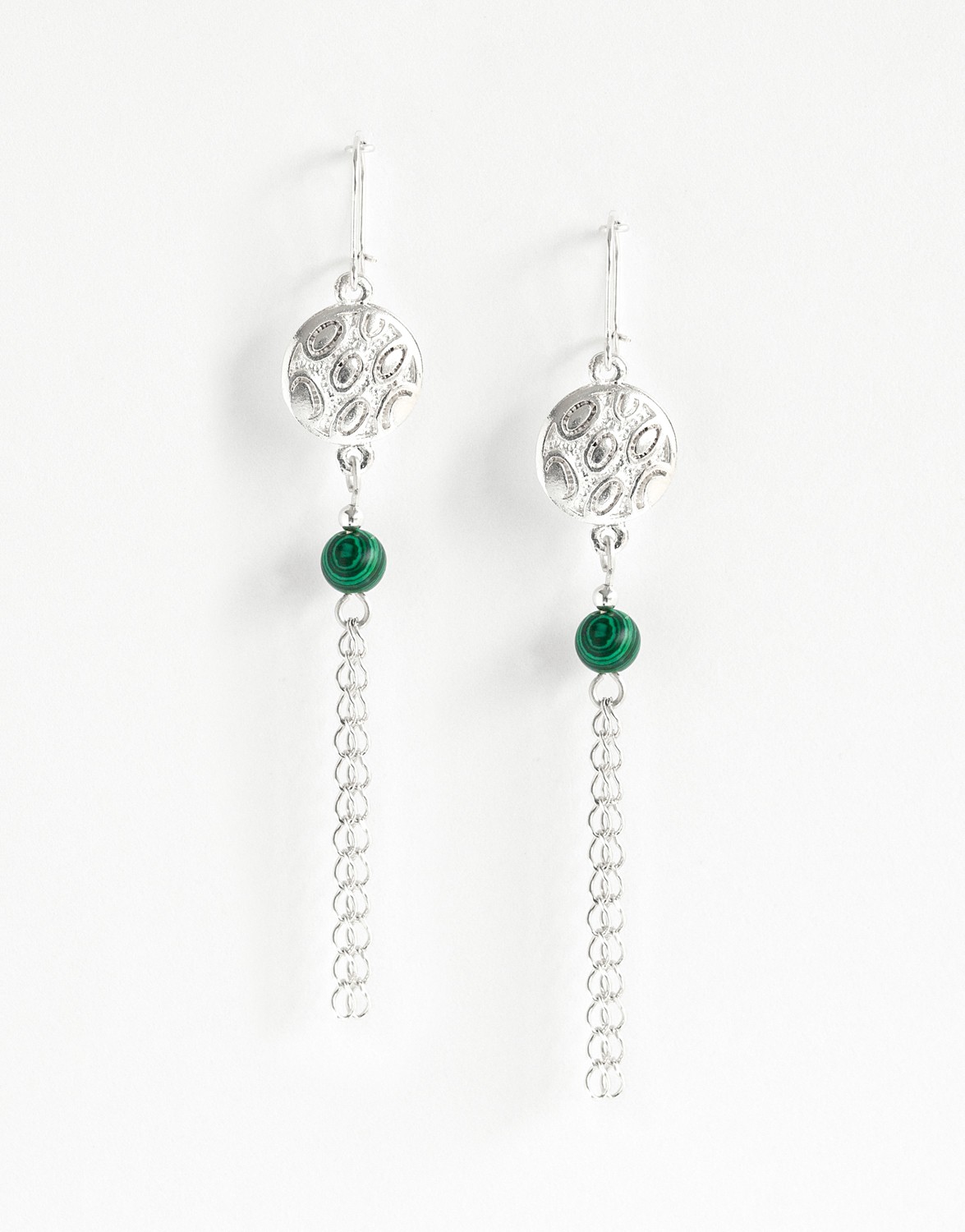 Boucles d'oreilles Euterpe Malachite