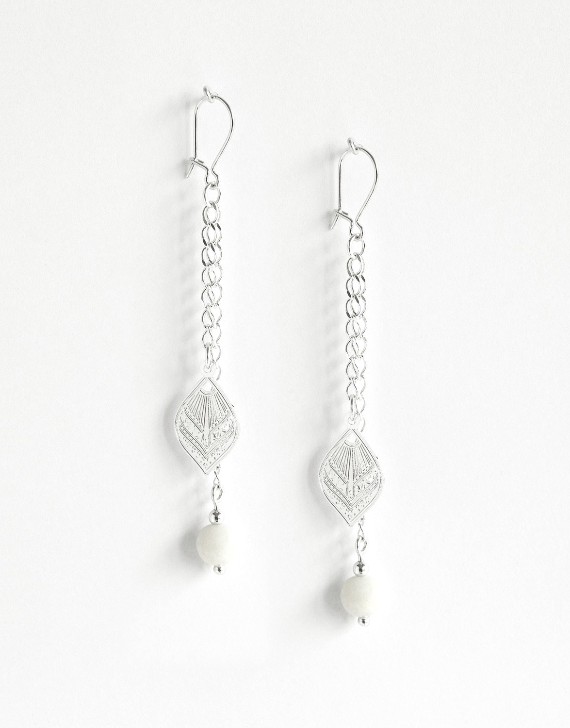 Boucles d'oreilles Euterpe Onyx blanc