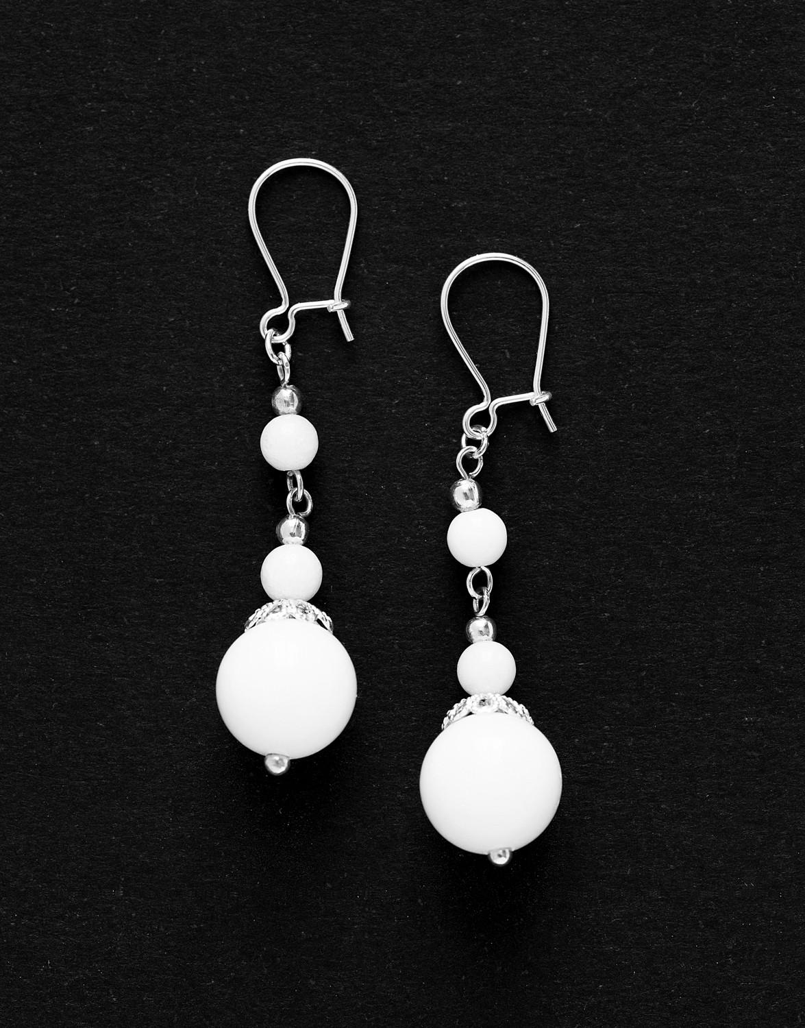 Boucles d oreilles Thalia Onyx blanc