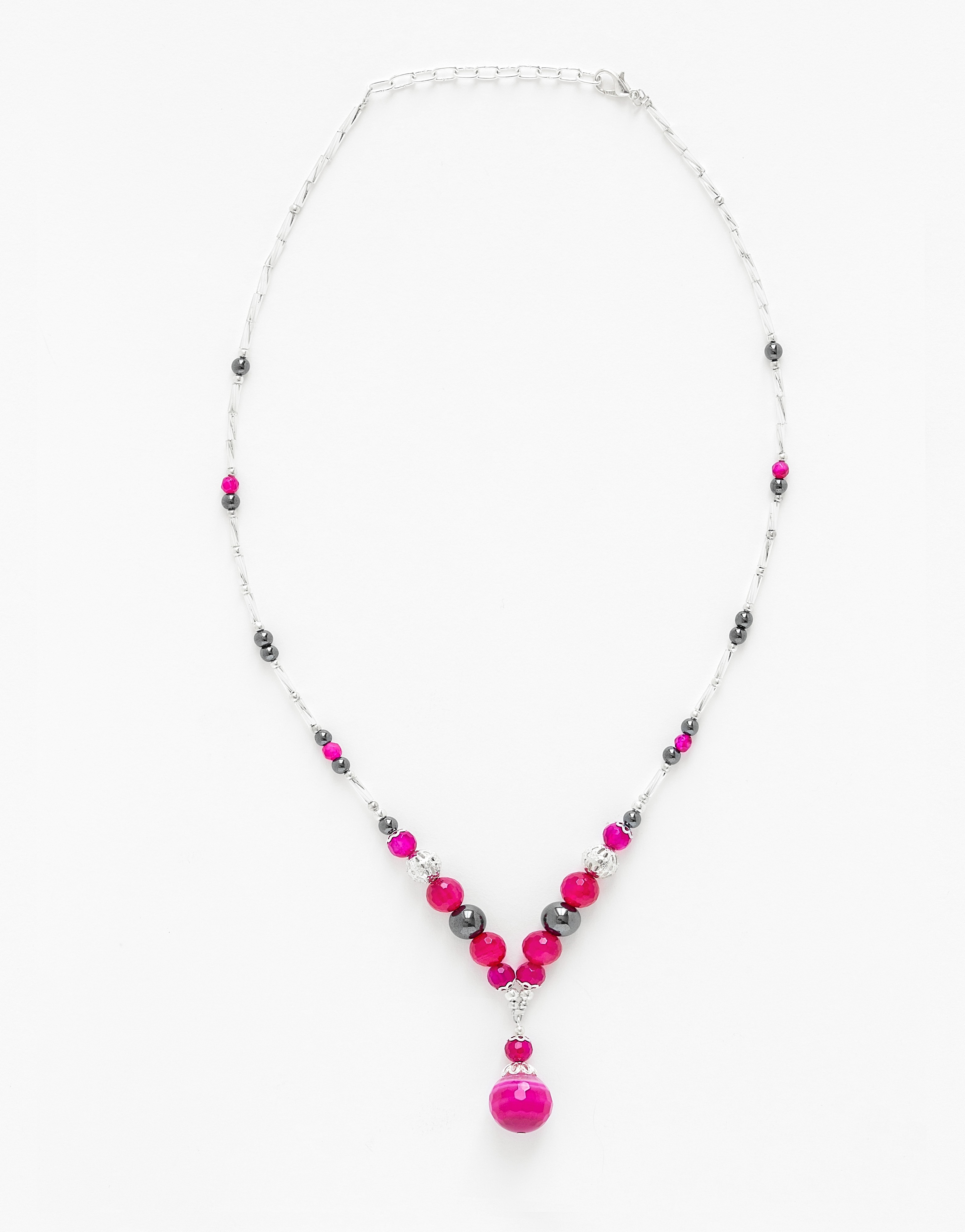 Collier Calliope Agate fuchsia