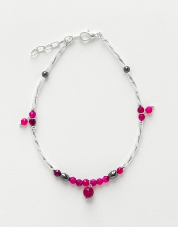 Bracelet de cheville Calliope Thalia Agate fuchsia