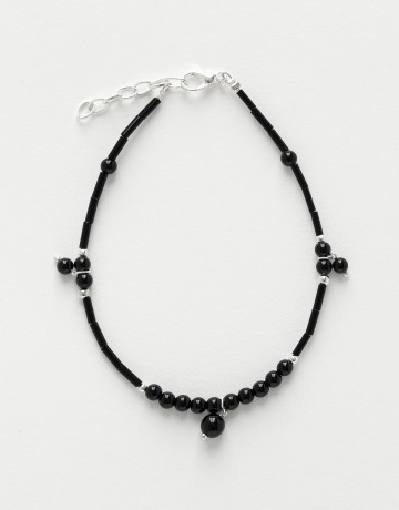 Bracelet de cheville Calliope Thalia Onyx noir