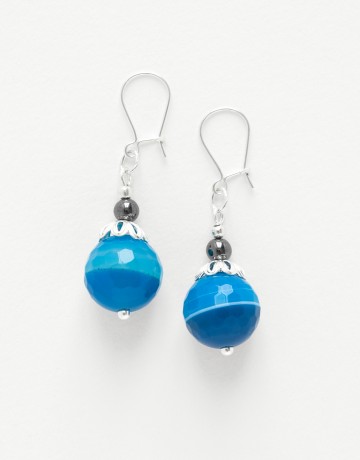 Boucles d ' oreilles Calliope Thalia Agate bleue