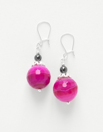 Boucles d ' oreilles Calliope Thalia Agate fuchsia