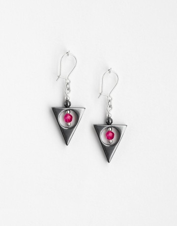 Boucles d'oreilles Euterpe Agate fuchsia