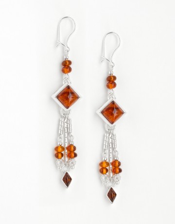 Boucles d'oreilles Polymnie Ambre