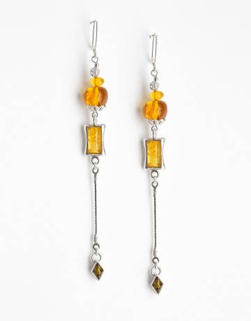 Boucles d'oreilles Polymnie Ambre