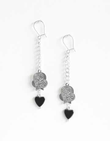 Boucles d'oreilles Euterpe Hématite coeur