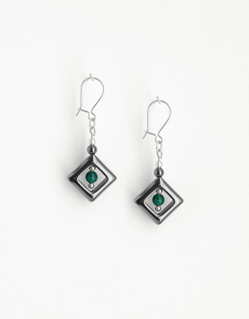 Boucles d'oreilles Euterpe Malachite