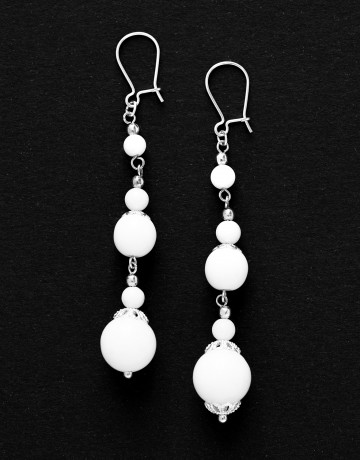 Boucles d oreilles Thalia Onyx blanc