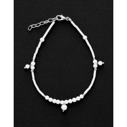 Bracelet de cheville Calliope Thalia Onyx blanc