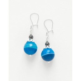 Boucles d ' oreilles Calliope Thalia Agate bleue