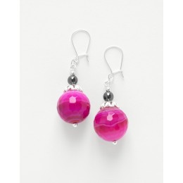 Boucles d ' oreilles Calliope Thalia Agate fuchsia