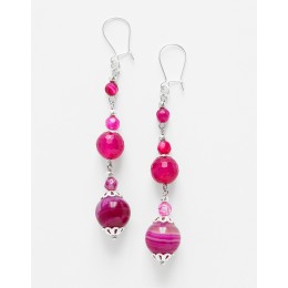 Boucles d oreilles Thalia Agate fuchsia