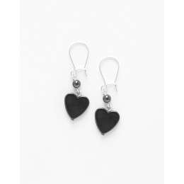 Boucles d oreilles Euterpe Hématite coeur