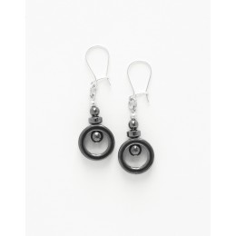 Boucles d oreilles  Euterpe Hématite cercle