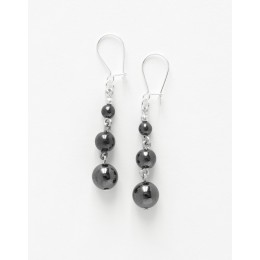 Boucles d oreilles  Euterpe Hématite 3 boules