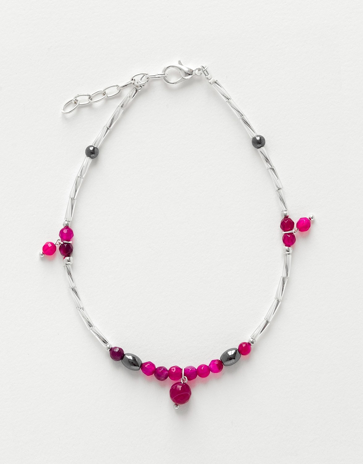 Ankle Bracelet Calliope Thalia fuchsia Agate