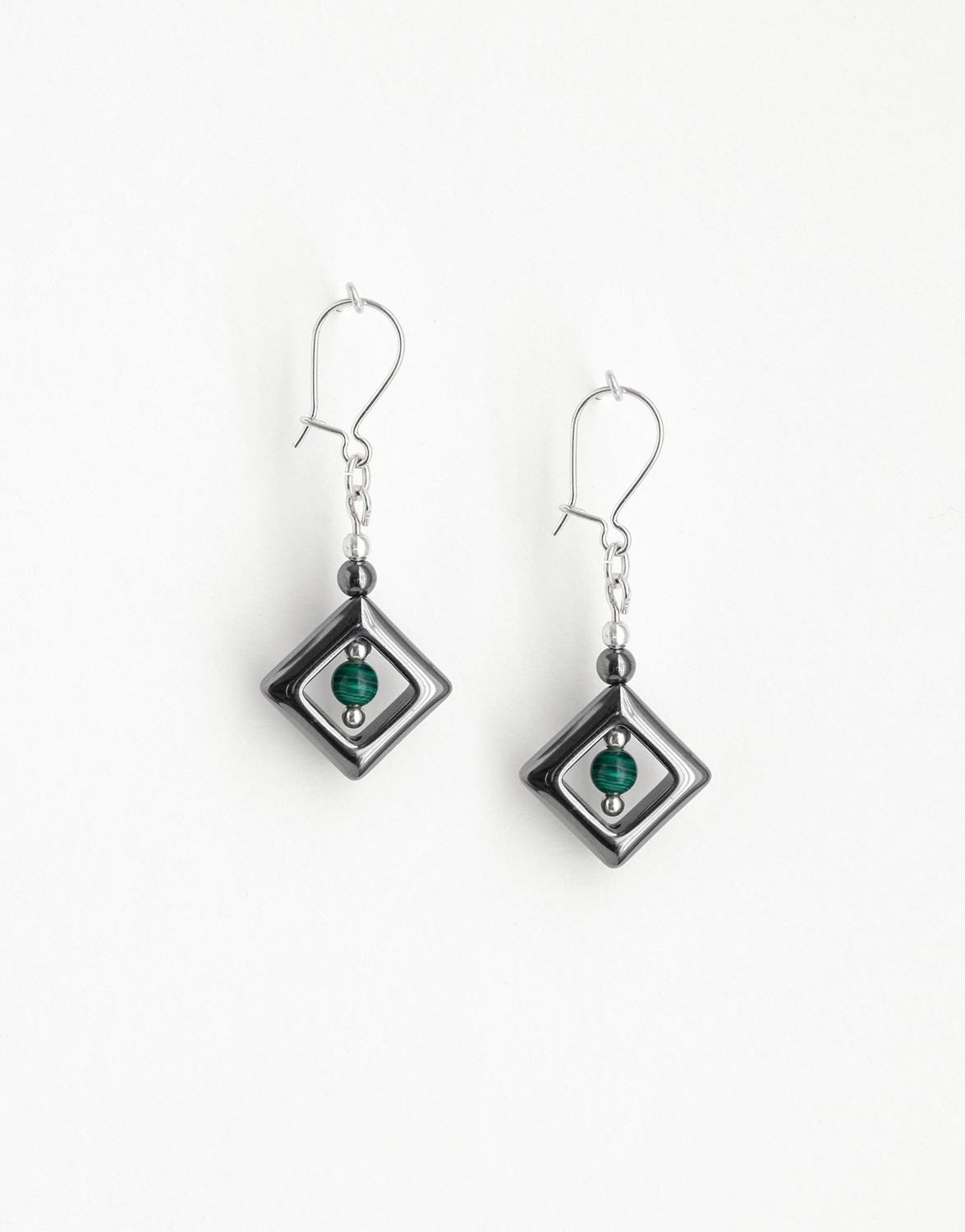 Earrings Euterpe Malachite