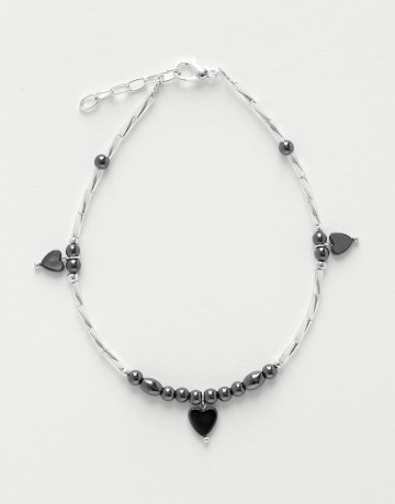 Ankle Bracelet Euterpe Hématite heart