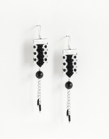 Earrings Euterpe black Onyx and coton